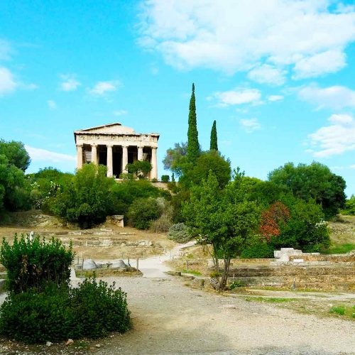 Temple-of-Hephaestus-in-Ancient-Agora,-Athens