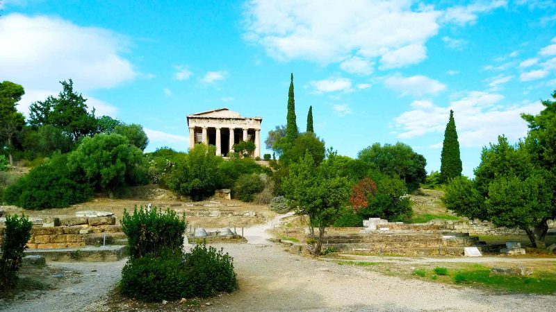 Temple-of-Hephaestus-in-Ancient-Agora,-Athens